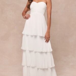 Lulu's White Strapless Tiered Maxi Dress